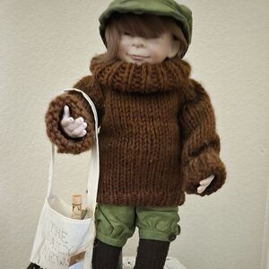 L Garrard Daily News 15 Inch  Brown Knit Sweater Doll Outfit